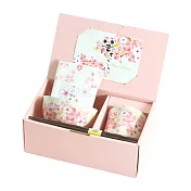 【和藍】美濃燒∣飯碗+茶杯+天寶筷+手帕 ‧綺羅櫻禮盒組