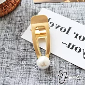 【SJ】韓系鏤空珍珠造型金屬髮夾(兩色)-金色