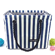 瀝水便攜洗漱包藍白豎條