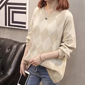 【NUMI】森-菱形造型針織毛衣-共4色-52086-(F可選)F米色