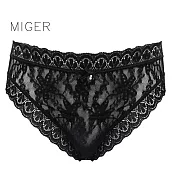 [MIGER密格內衣]浪漫來襲蕾絲高腰三角內褲(棉花糖女孩可穿)-台灣製- (編號：6739)FREE黑色