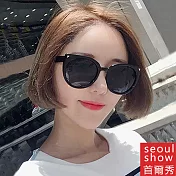 seoul show首爾秀 韓劇大貓眼太陽眼鏡UV400墨鏡 5941黑框黑灰片
