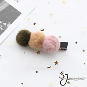 【SJ】日系藕粉糰子造型髮夾(兩色)-綠卡其粉