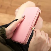 CHENSON真皮 讓錢住飯店8卡5鈔拉鍊長夾 (W00528-N-P)淺粉