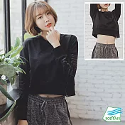 【BODYAIR嚴選】側鍊寬鬆顯瘦短版上衣(運動.健身.慢跑)S黑