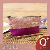 uhplus Q-plus寬底筆袋- 花咲(粉)