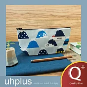 uhplus Q-plus寬底筆袋- 微笑富士(水藍)