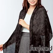 Sunlead 日系保暖輕柔長版緹花織紋圍巾/披肩(黑色)