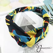 【SJ】花草印花造型髮帶(兩色)-黃色