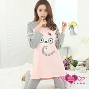 【天使霓裳】哺乳衣 俏皮小貓長袖兩件式哺乳衣(粉F)F