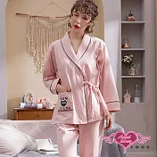 【天使霓裳】居家睡衣 暖陽愛戀 棉質二件式綁帶長袖孕婦月子套裝(粉F)F