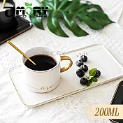 【OMORY】歐式簡約咖啡杯盤組(附匙)200ML-白色
