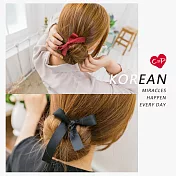 【Cap】緞帶蝴蝶結丸子頭盤髮器 (小號)深藍