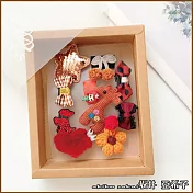 『坂井.亞希子』日系可愛動物造型兒童髮夾10件組禮盒 -紅色長頸鹿汗毛夾