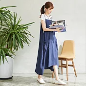 【慢。生活】花苞口袋細肩吊帶裙 50858-1　FREE藍色