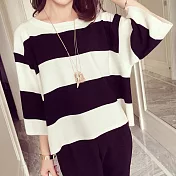 【Jilli~ko】春夏款寬鬆條紋針織衫 J6632　FREE黑條