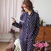 【天使霓裳】居家睡衣 雪靜冬夜 二件式長袖孕婦月子哺乳套裝 深藍F