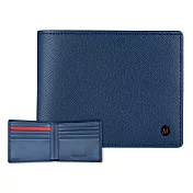 MONDAINE 瑞士國鐵國徽系列十字紋牛皮8卡短夾 -藍