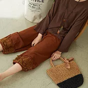 【慢。生活】鈎花蕾絲造型長褲 11247　FREE咖啡