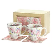 【和藍】美濃燒∣馬克杯二入+杯墊禮盒組 ‧花雅