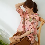 【慢。生活】肌理感水彩花卉上衣 7223-39　FREE粉紅色