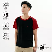 【遊遍天下】MIT中性款抗UV涼爽吸濕排汗圓領機能衫S黑紅