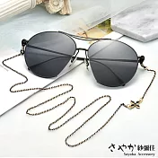 【Sayaka紗彌佳】歐美時尚單邊四葉草造型太陽眼鏡鏤空金屬鍊防滑鍊 -黑色
