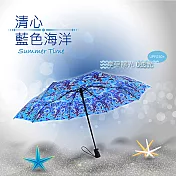 【德國boy】抗UV防風三折晴雨自動開收傘（藍色海洋）藍色海洋