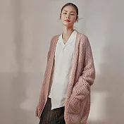 旅途原品_紅顏知己_原創設計馬海毛花型毛衣外套 M/L　M粉紫色