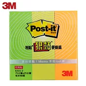 (3入1包)3M 631S-2狠黏3色便條紙 綠/橘/黃色(7.5×2.5CM)