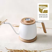 [ Simple Real ] TAMAGO單人咖啡手沖壺 內建溫度計不鏽鋼細口壺珍珠白 350ml