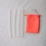 仁舟淨塑 矽吸管&三稜膜戳組--雙套組朝陽橘