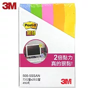 (2入1包)3M 500-5SSAN狠黏便條紙 5色(7.3×2.5公分)