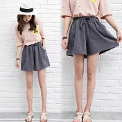 【NUMI】型-文藝亞麻綁帶短褲-共4色-51837-(M-2XL可選)XL灰色