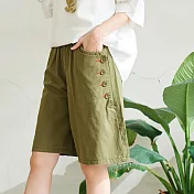 【慢。生活】設計款開扣口袋短褲 11619　FREE綠色