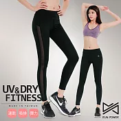 Run Power 側網運動健身褲7203黑色-S