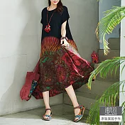 【潘克拉】半綁染短袖洋裝 TM517　FREE黑色