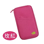 【E.dot】韓版長款多功能證件護照包玫紅