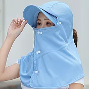 【KISSDIAMOND】全方位多用途三合一雙帽防曬遮陽帽天藍