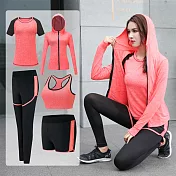 【KISSDIAMOND】陽離子防曬抗UV速乾運動5件套裝組M橘色