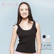 [MIGER密格內衣]羅紋蕾絲邊背心-台灣製- (編號673)FREE黑色