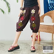 【潘克拉】繡花五分束口褲 TM531　FREE咖啡
