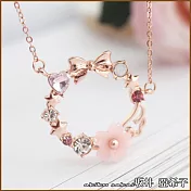 『坂井．亞希子』幸福預兆粉色蝴蝶結櫻花造型項鍊