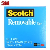 3M 811可再貼隱形膠帶19mm×32.9M紙盒