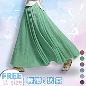 【A.Cheter】法國飛舞飄逸鈴蘭羅曼蒂克沁涼長裙#j103747FREE草綠