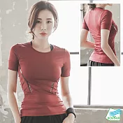 【BODYAIR嚴選】曲線亮帶貼身顯瘦上衣(運動.瑜珈.慢跑)L紅