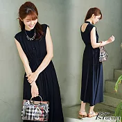 【KT】清新風露背洋裝 L 4615　L黑色