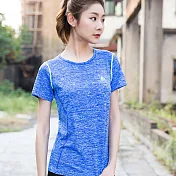 【KISSDIAMOND】輕薄透氣網眼速乾運動上衣-1527S藍色