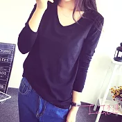 【Lockers 木櫃】經典修身純色T恤打底衫-2色黑色