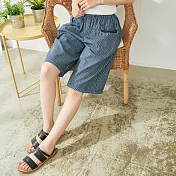 【慢。生活】水洗牛仔直條紋六分褲 1606　FREE深藍